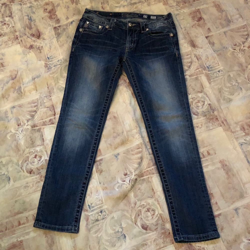 Miss Me Signature Women's Embellished Blue Ankle Skinny Jeans - Picture 5 of 8
